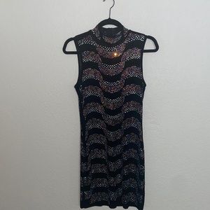 Black bedazzled see-through dress